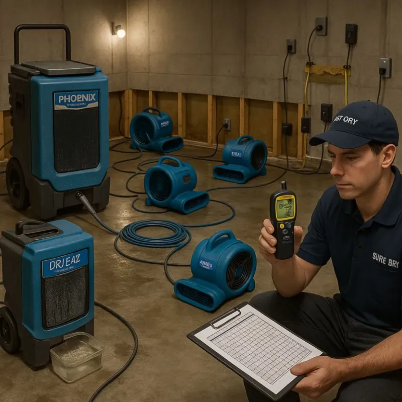 Structural Drying and Dehumidification process in Oak Hill, OH